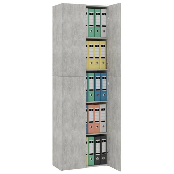 Armoire de bureau Gris béton 60x32x190 cm Bois d'ingénierie – Image 2