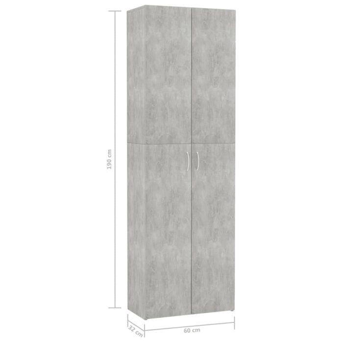 Armoire de bureau Gris béton 60x32x190 cm Bois d'ingénierie – Image 6