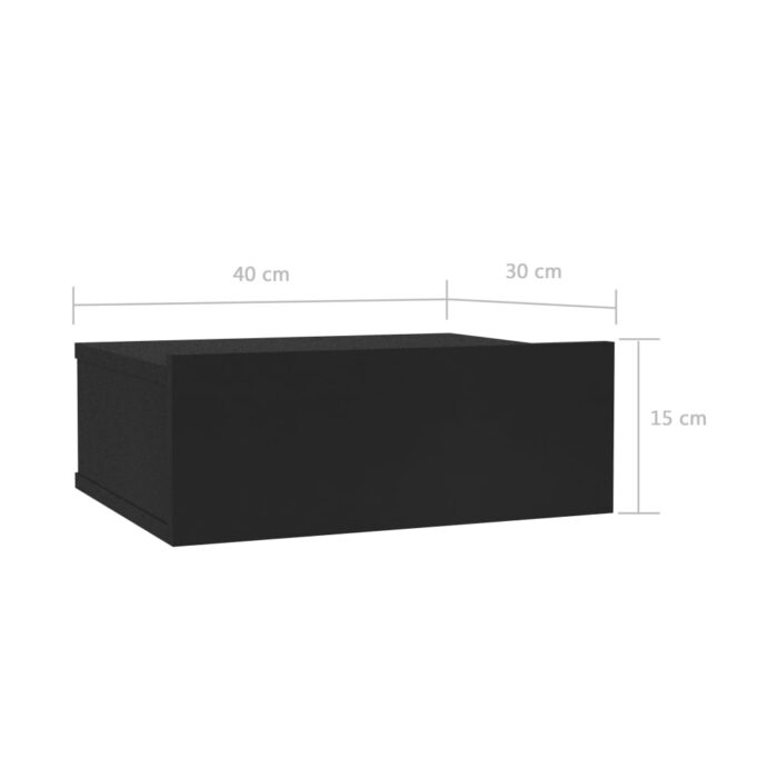 Tables de chevet flottantes 2 pcs Noir 40x30x15 cm – Image 5