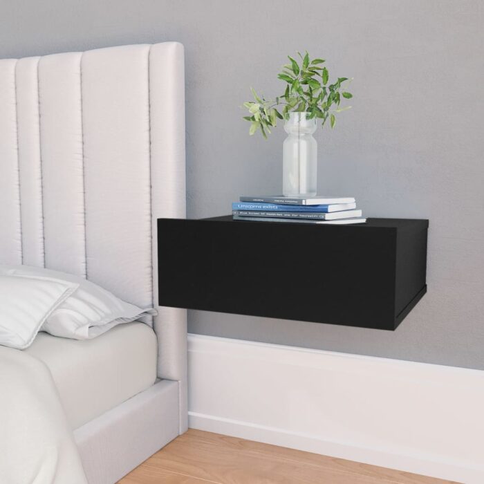 Tables de chevet flottantes 2 pcs Noir 40x30x15 cm – Image 1