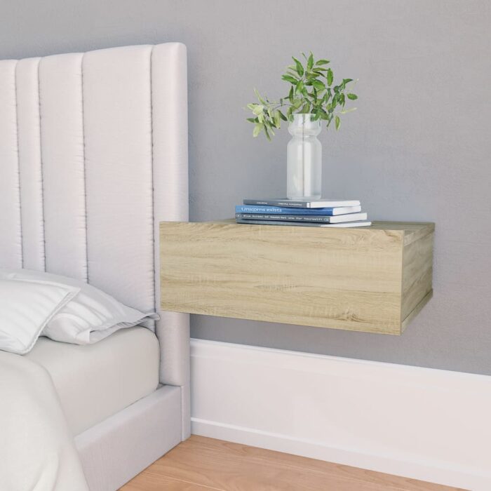 Tables de chevet flottantes 2 pcs Chêne sonoma Bois ingénierie – Image 1