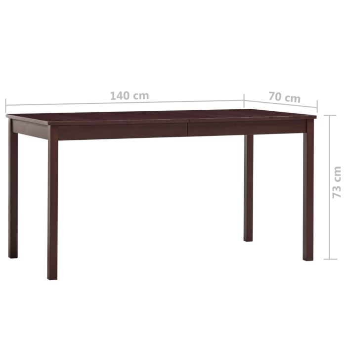 Table à manger Marron foncé 140x70x73 cm Bois de pin – Image 5