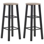 Tabourets de bar lot de 2 noir MDF