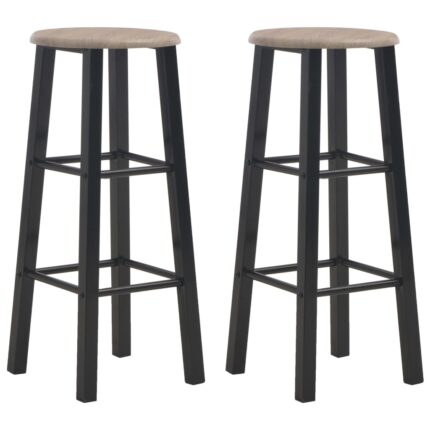 Tabourets de bar lot de 2 noir MDF