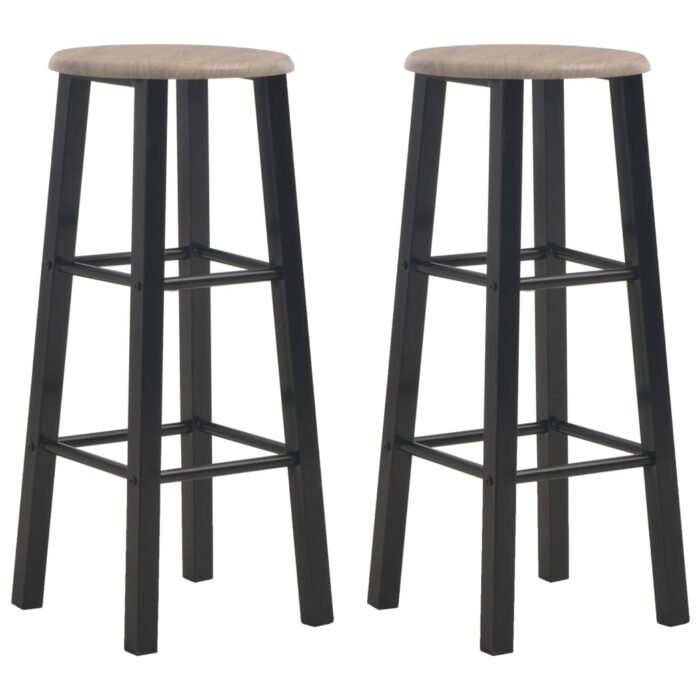 Tabourets de bar lot de 2 noir MDF – Image 1