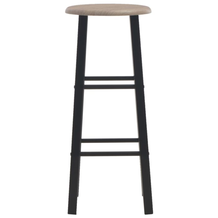 Tabourets de bar lot de 2 noir MDF – Image 2