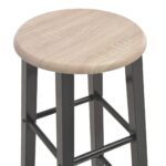 Tabourets de bar lot de 2 noir MDF – Image 3