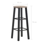 Tabourets de bar lot de 2 noir MDF – Image 5