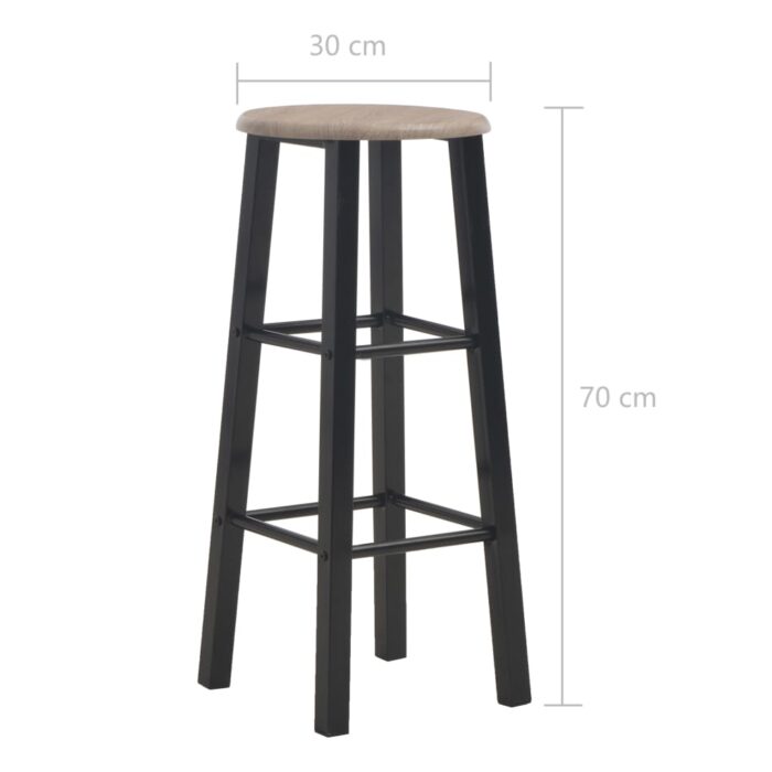 Tabourets de bar lot de 2 noir MDF – Image 5