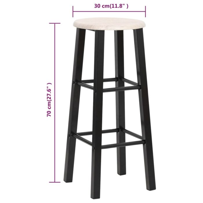 Tabourets de bar lot de 2 noir MDF – Image 6