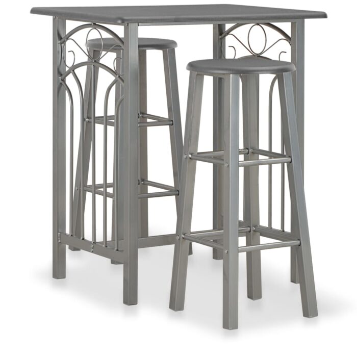 Ensemble de bar 3 pcs Bois et acier Anthracite – Image 1