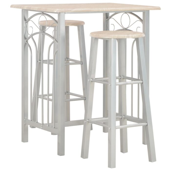 Ensemble de bar 3 pcs Bois et acier – Image 1