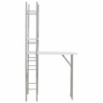 Ensemble à dîner pliant 3 pcs et étagère de rangement MDF acier – Image 4