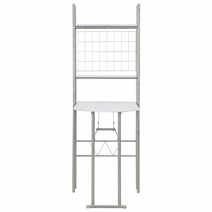 Ensemble à dîner pliant 3 pcs et étagère de rangement MDF acier – Image 5