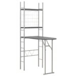 Ensemble à dîner pliant 3 pcs et étagère de rangement MDF acier – Image 2