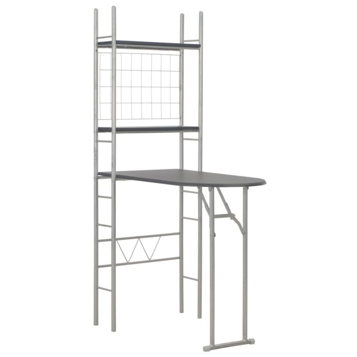 Ensemble à dîner pliant 3 pcs et étagère de rangement MDF acier – Image 2