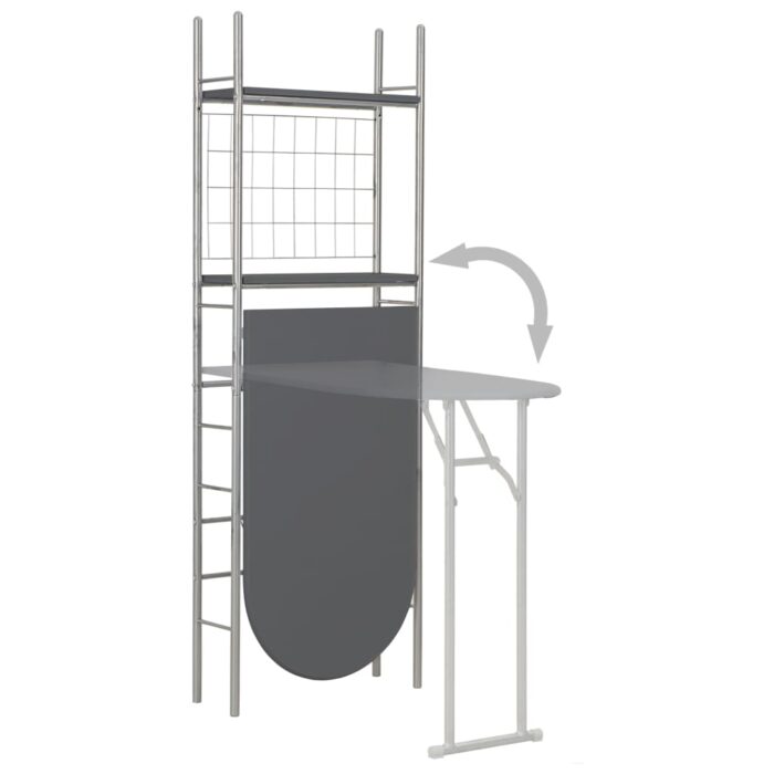 Ensemble à dîner pliant 3 pcs et étagère de rangement MDF acier – Image 3