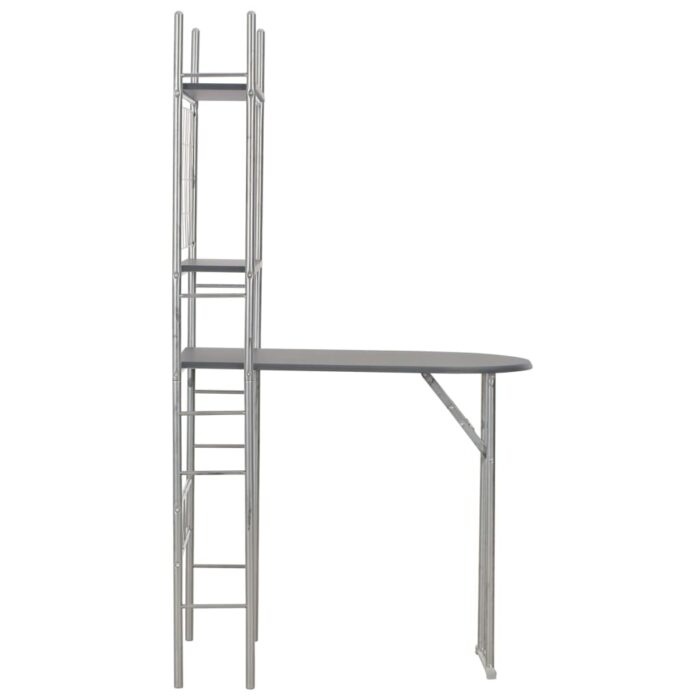Ensemble à dîner pliant 3 pcs et étagère de rangement MDF acier – Image 4