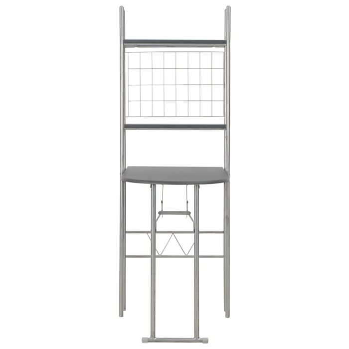 Ensemble à dîner pliant 3 pcs et étagère de rangement MDF acier – Image 5