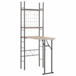 Ensemble à dîner pliant 3 pcs et étagère de rangement MDF acier – Image 2