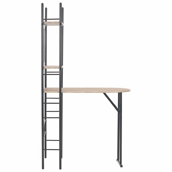 Ensemble à dîner pliant 3 pcs et étagère de rangement MDF acier – Image 4