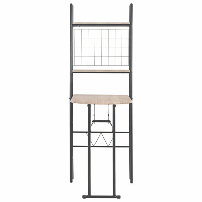 Ensemble à dîner pliant 3 pcs et étagère de rangement MDF acier – Image 5
