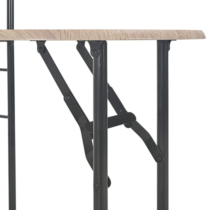 Ensemble à dîner pliant 3 pcs et étagère de rangement MDF acier – Image 7