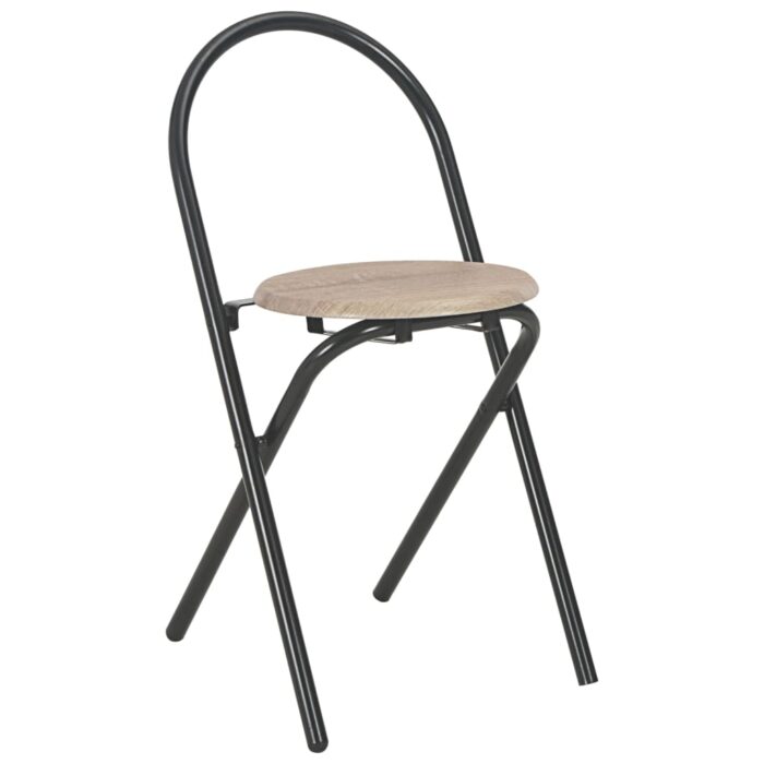 Ensemble à dîner pliant 3 pcs et étagère de rangement MDF acier – Image 8