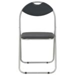 Chaises pliantes à manger lot de 2 noir similicuir – Image 2