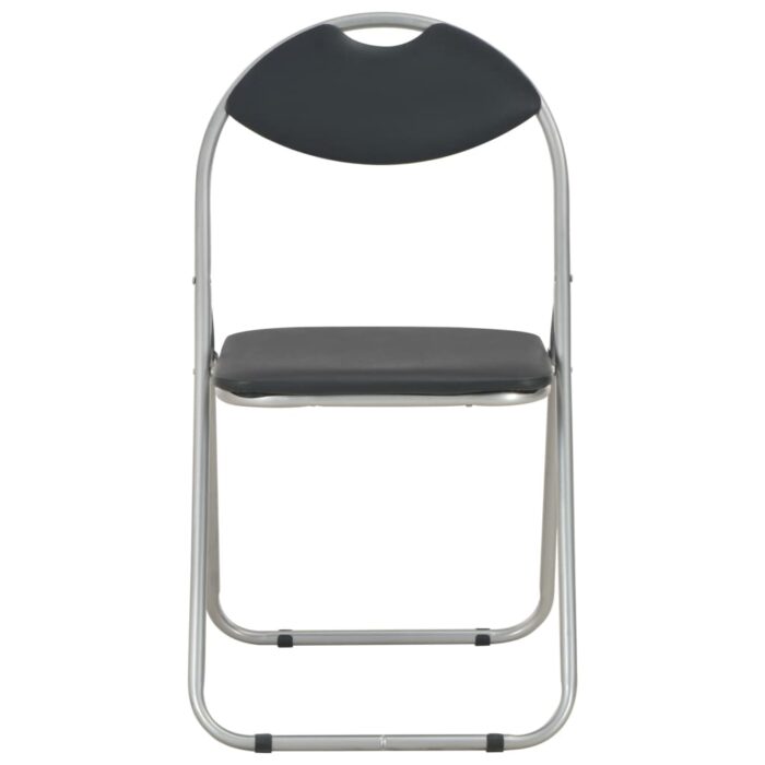 Chaises pliantes à manger lot de 2 noir similicuir – Image 2