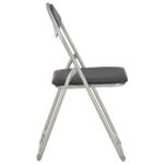 Chaises pliantes à manger lot de 2 noir similicuir – Image 3