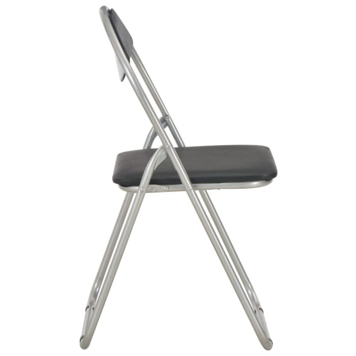 Chaises pliantes à manger lot de 2 noir similicuir – Image 3