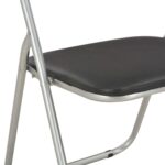 Chaises pliantes à manger lot de 2 noir similicuir – Image 5