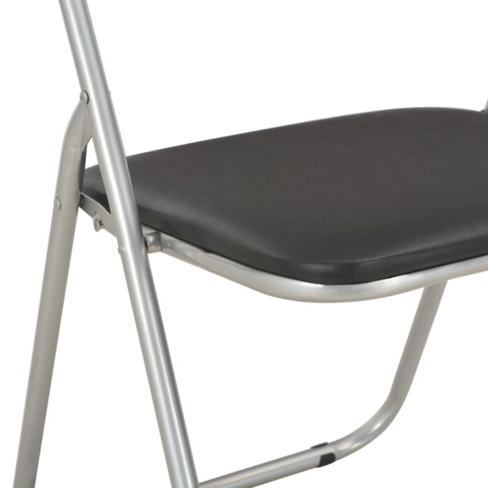 Chaises pliantes à manger lot de 2 noir similicuir – Image 5