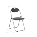 Chaises pliantes à manger lot de 2 noir similicuir – Image 6