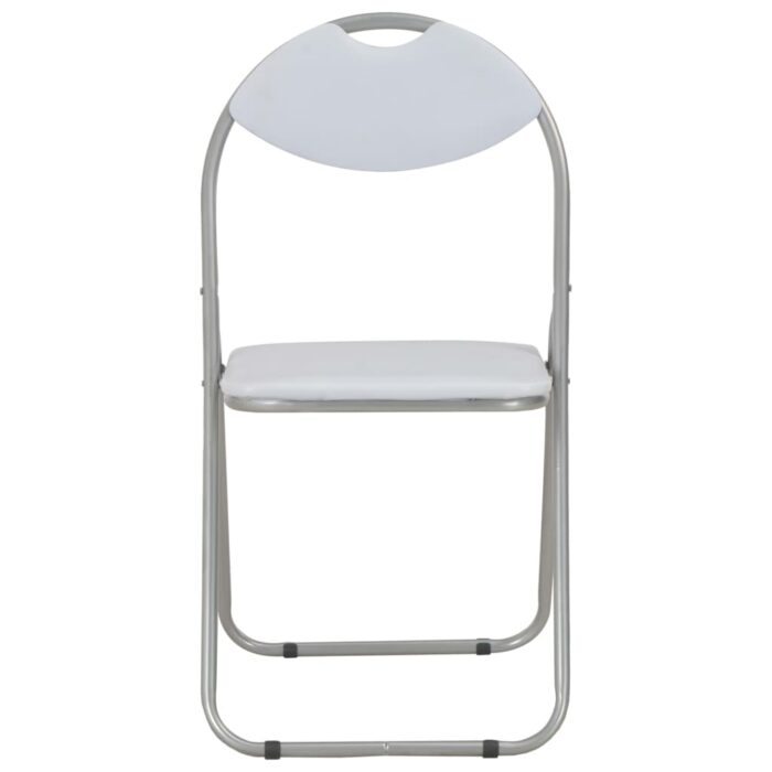 Chaises pliantes à manger lot de 2 blanc similicuir – Image 2