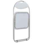 Chaises pliantes à manger lot de 2 blanc similicuir – Image 4