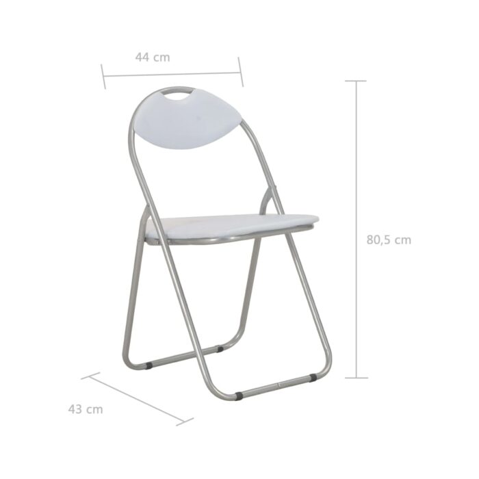 Chaises pliantes à manger lot de 2 blanc similicuir – Image 6