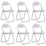 Chaises pliantes à manger lot de 6 blanc similicuir