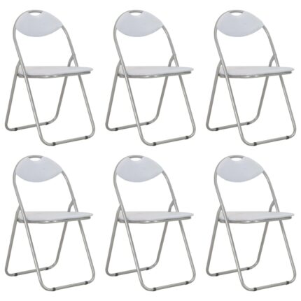 Chaises pliantes à manger lot de 6 blanc similicuir