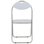 Chaises pliantes à manger lot de 6 blanc similicuir – Image 2
