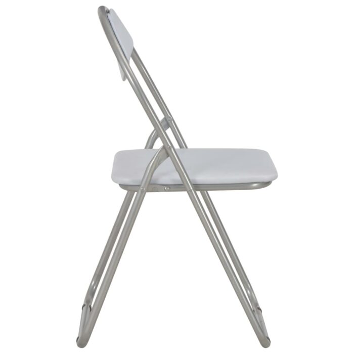 Chaises pliantes à manger lot de 6 blanc similicuir – Image 3