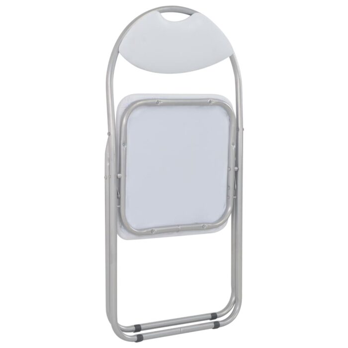 Chaises pliantes à manger lot de 6 blanc similicuir – Image 4