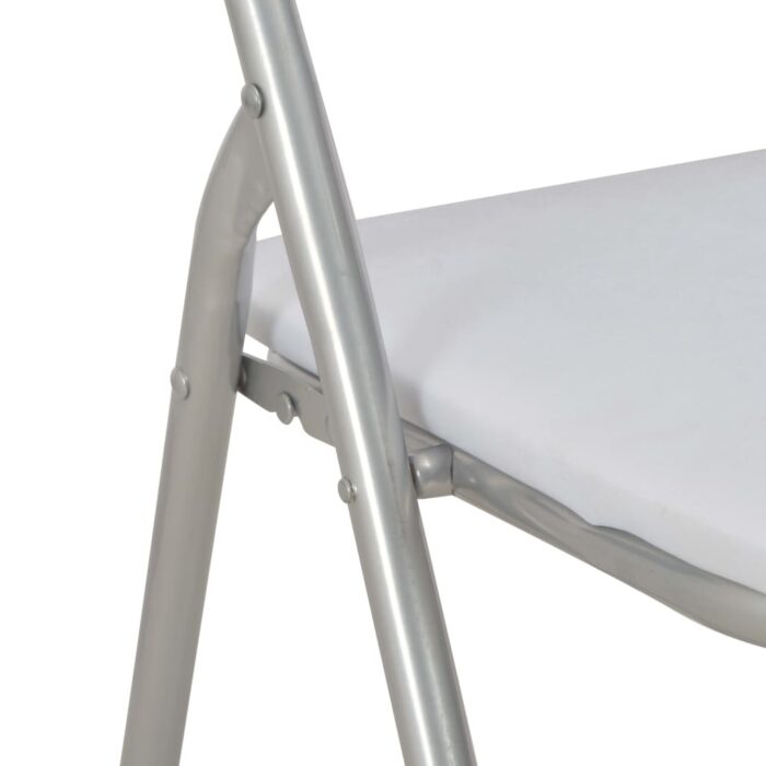 Chaises pliantes à manger lot de 6 blanc similicuir – Image 5
