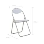 Chaises pliantes à manger lot de 6 blanc similicuir – Image 6