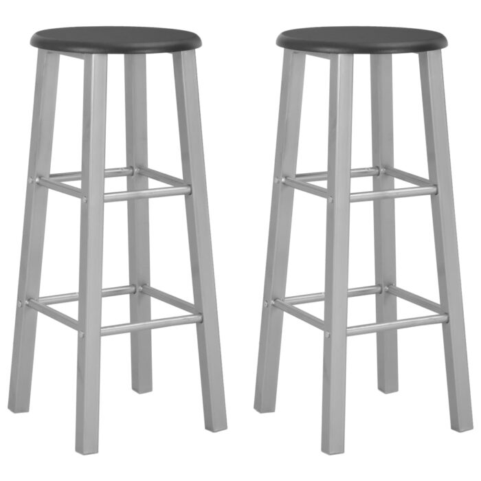 Tabourets de bar lot de 2 argenté MDF – Image 1