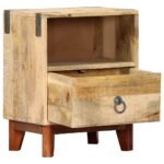 Table de chevet 40 x 30 x 52 cm Bois de manguier massif brut – Image 5