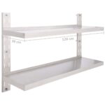 Étagère murale à 2 niveaux Acier inoxydable 120x30 cm – Image 5