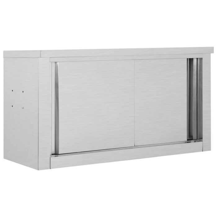 Armoire de cuisine avec portes coulissantes 90x40x50 cm Inox – Image 1