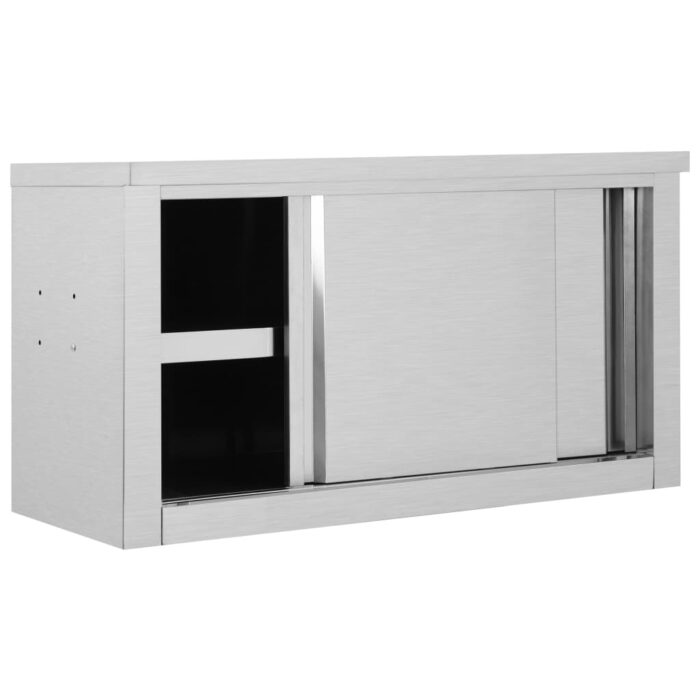 Armoire de cuisine avec portes coulissantes 90x40x50 cm Inox – Image 2